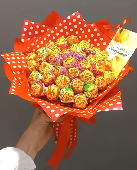 Букет конфет Chupa Chups  "Сладкое Счастье"
